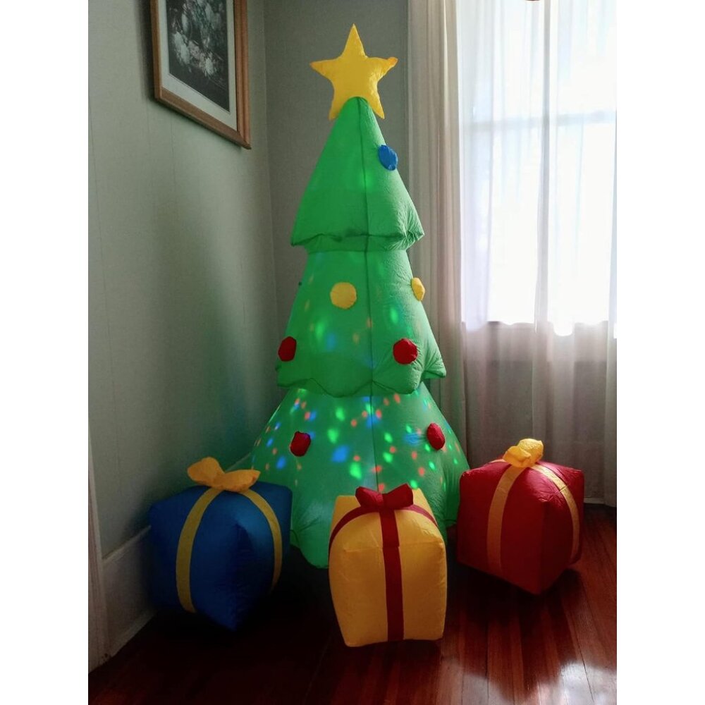 🆕5.9 FT Christmas Inflatable Tree with Rotating Projection Lamp Outdoor‎ Decor